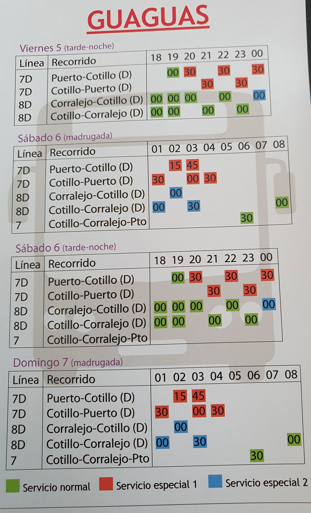 There are extra Bus Services to and from FEM 2019 in El Cotillo,Fuerteventura to and from Corralejo and Puerto del Rosario.